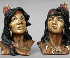 Mid-20th Century Native American Chalkware Bookends