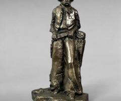 Late 20th-Century Resin Sculpture, Old Gunslinger Western Motif, Bronze-Colored Finish