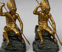Early 20th-Century Gilded Metal Bookends