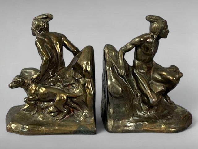1930s Bronze Finished Cast Metal Bookends in the Style of Jennings Brothers 1930s Bronze Finished Cast Metal Bookends in the Style of Jennings Brothers