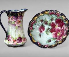Taisho-Era Nippon Pitcher & Bowl Set Hand-Painted