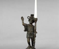 Antique Bronze Blackamoor Candle Holder, Early 20th Century Italy