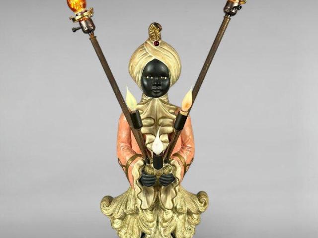 Mid-Century Figural Blackamoor Lamp with Five Torch Lights Mid-Century Figural Blackamoor Lamp with Five Torch Lights