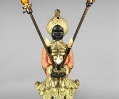 Mid-Century Figural Blackamoor Lamp with Five Torch Lights