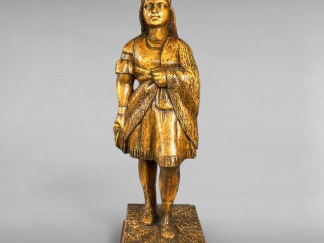 1930s Brach-Allen Studios Native American Maiden Sculpture (Wood-Look Resin) 1930s Brach-Allen Studios Native American Maiden Sculpture (Wood-Look Resin)