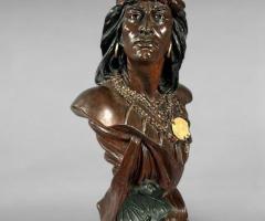 Early 20th-Century Hiawatha Tobacco Store Chalkware Bust