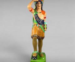 Mid-Century Chalkware Native American Warrior with Rainbow Headdress