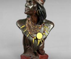 Early 20th-Century Hiawatha Bust, Wood & Plaster