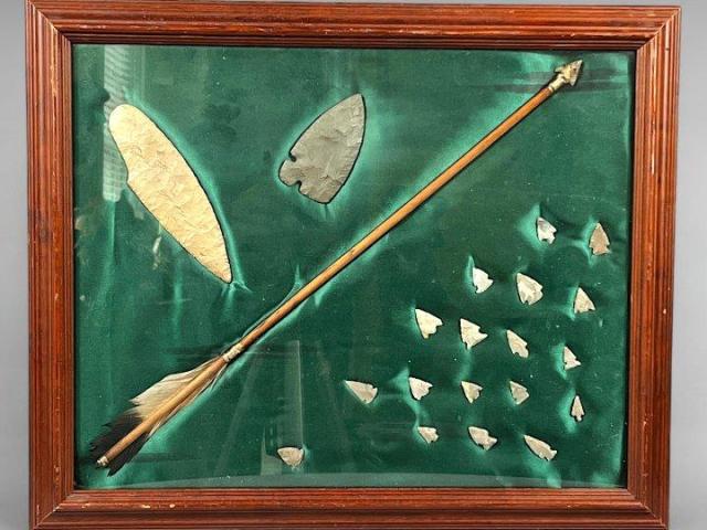 Native American Arrowhead & Stone Tool Display Native American Arrowhead & Stone Tool Display
